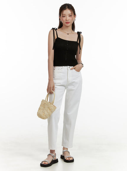 cotton-crop-straight-fit-pants-ou413 / White