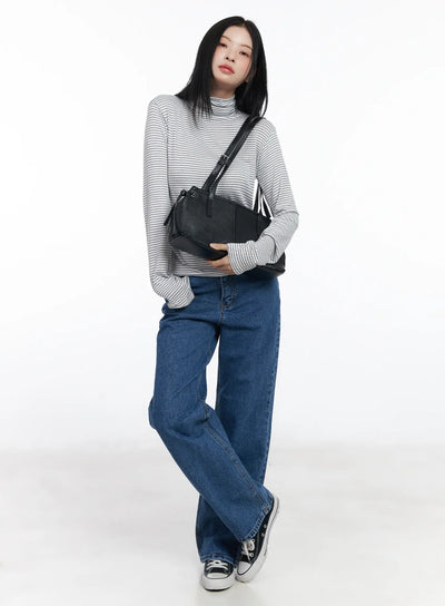 striped-turtleneck-long-sleeve-top-cj519 / White