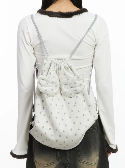 starry-angel-drawstring-bag-cd519 / White