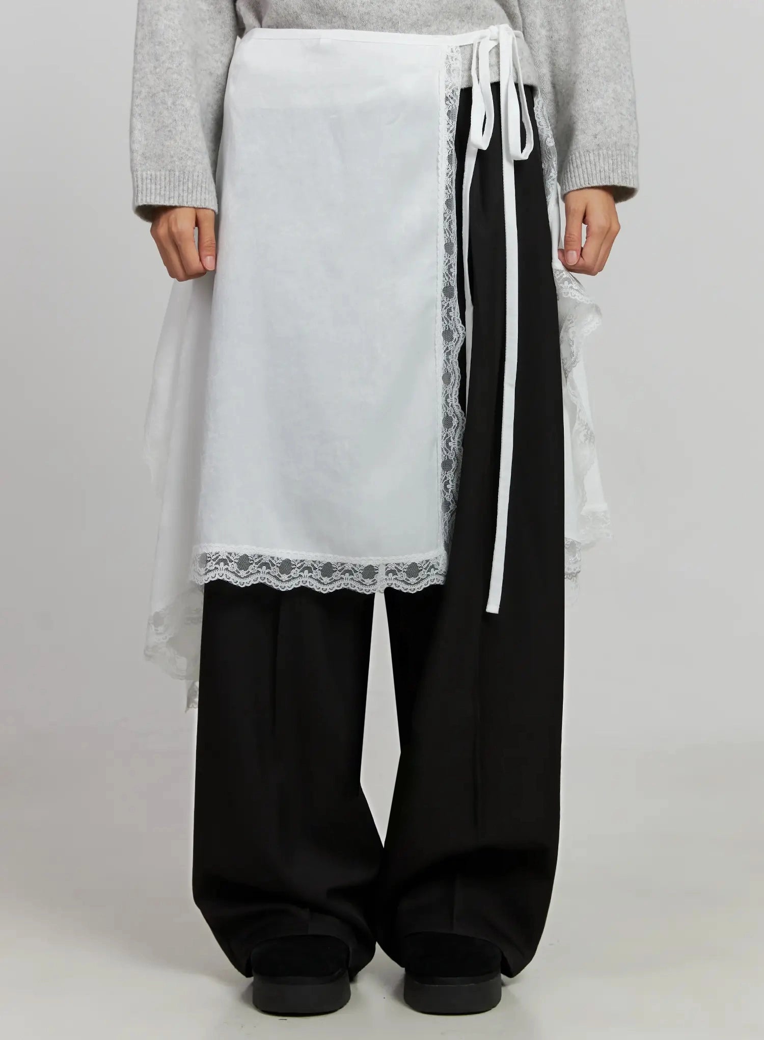 lace-overlay-skirt-ij505 / White