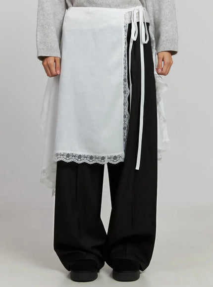 lace-overlay-skirt-ij505 / White