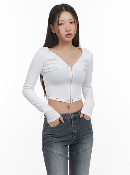 slim-fit-hooded-crop-top-cd416 / White