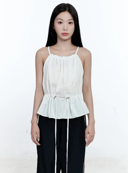 pintuck-string-halter-top-cg512 / White