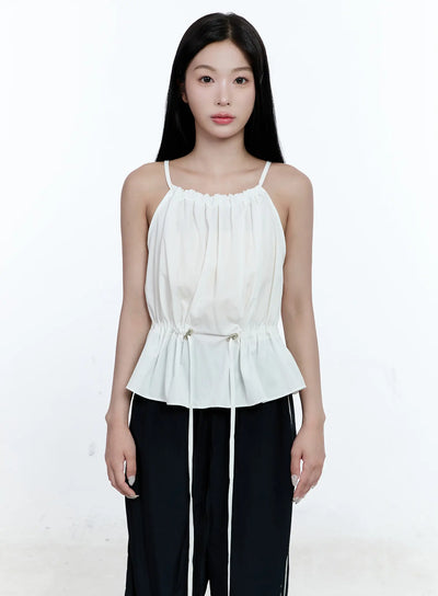 pintuck-string-halter-top-cg512 / White
