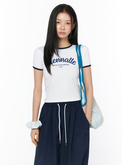 graphic-ringer-crop-tee-iu519 / White