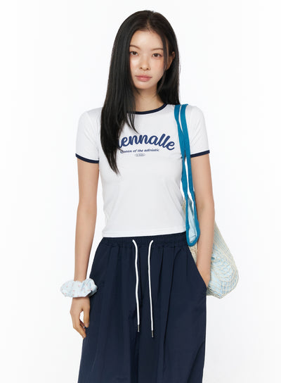 graphic-ringer-crop-tee-iu519 / White