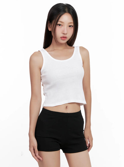 essential-ribbed-crop-tank-cl521 / White