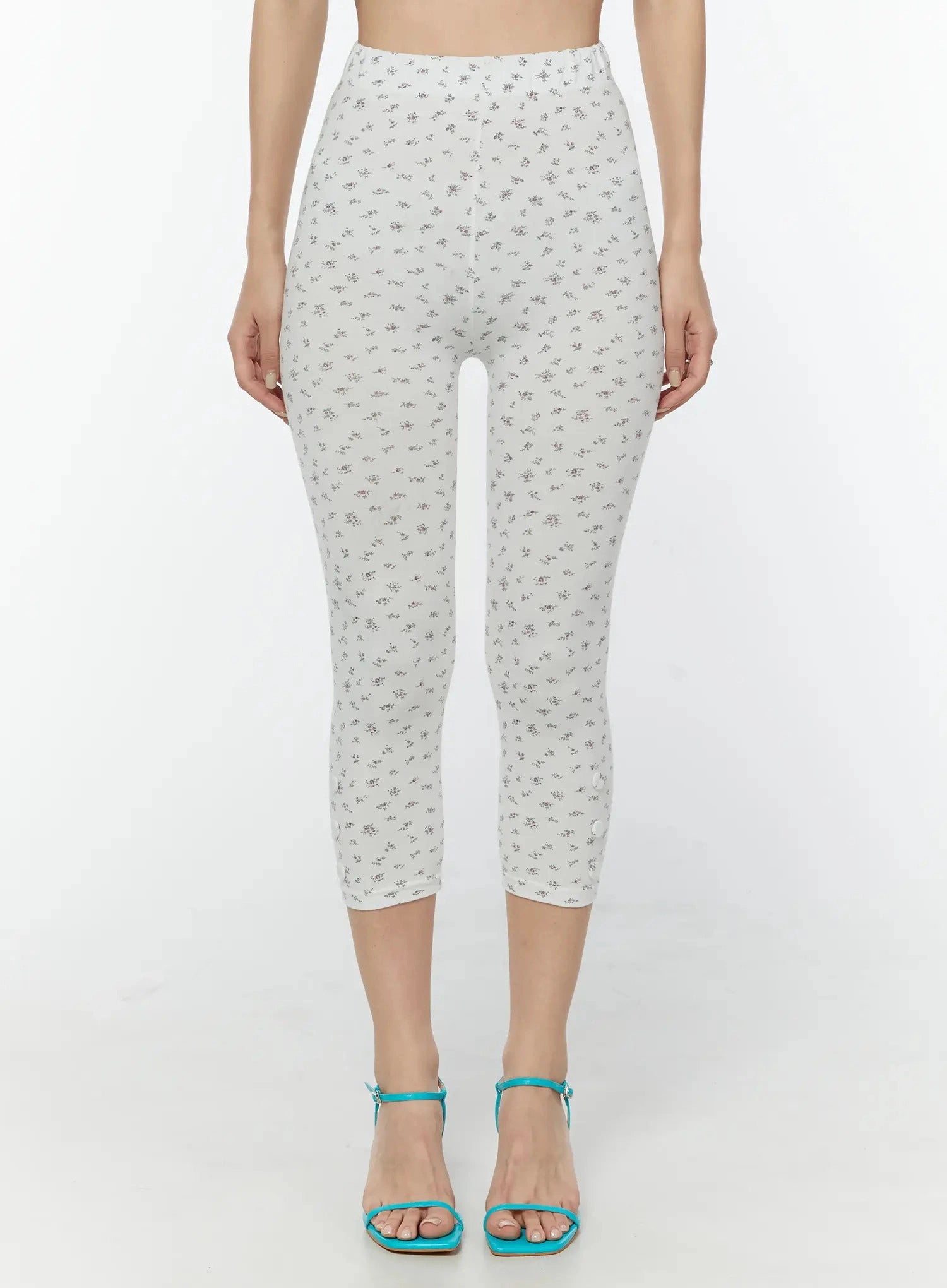floral-button-7-8-leggings-iu522 / White