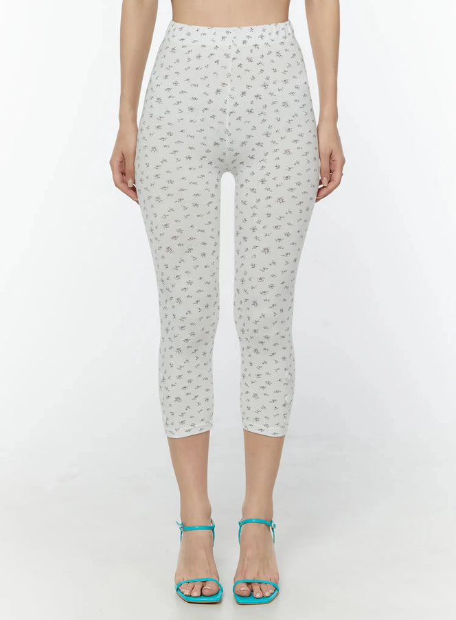 floral-button-7-8-leggings-iu522 / White
