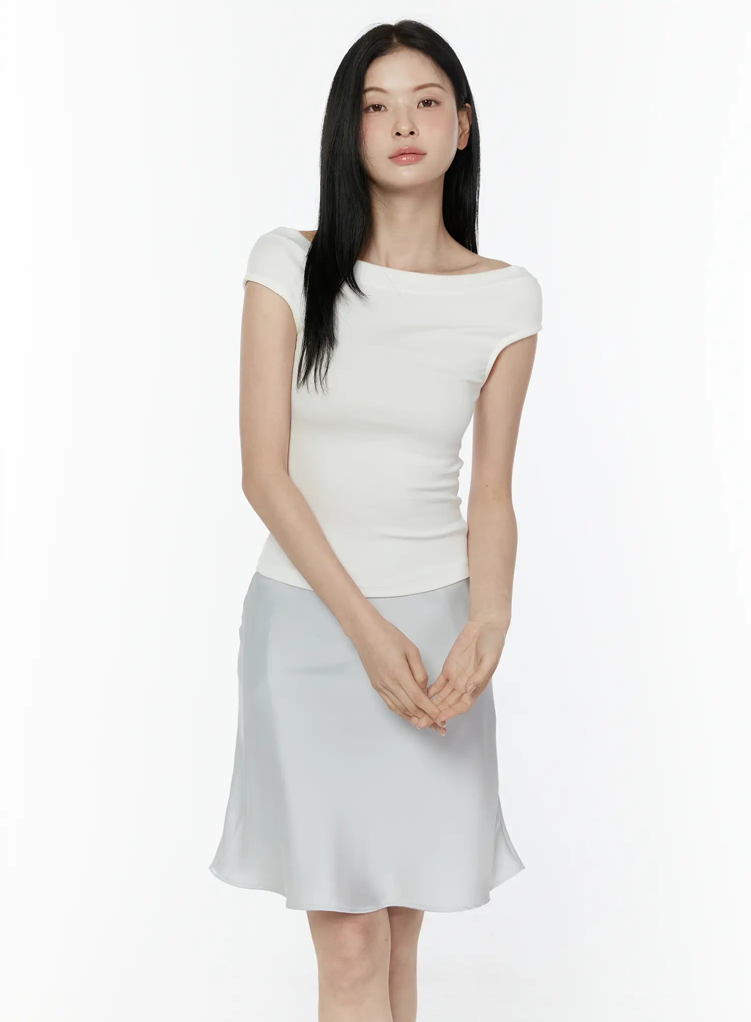 boat-neck-short-sleeve-top-iu505 / White