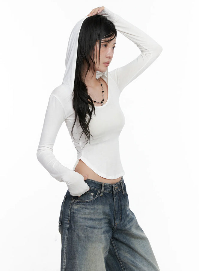 basic-slim-fit-hoodie-cs526 / White
