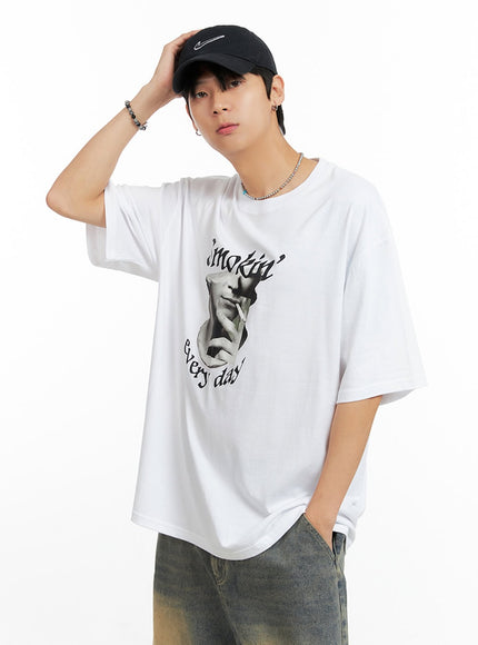 mens-cotton-graphic-oversize-t-shirt-white-ig402 / White