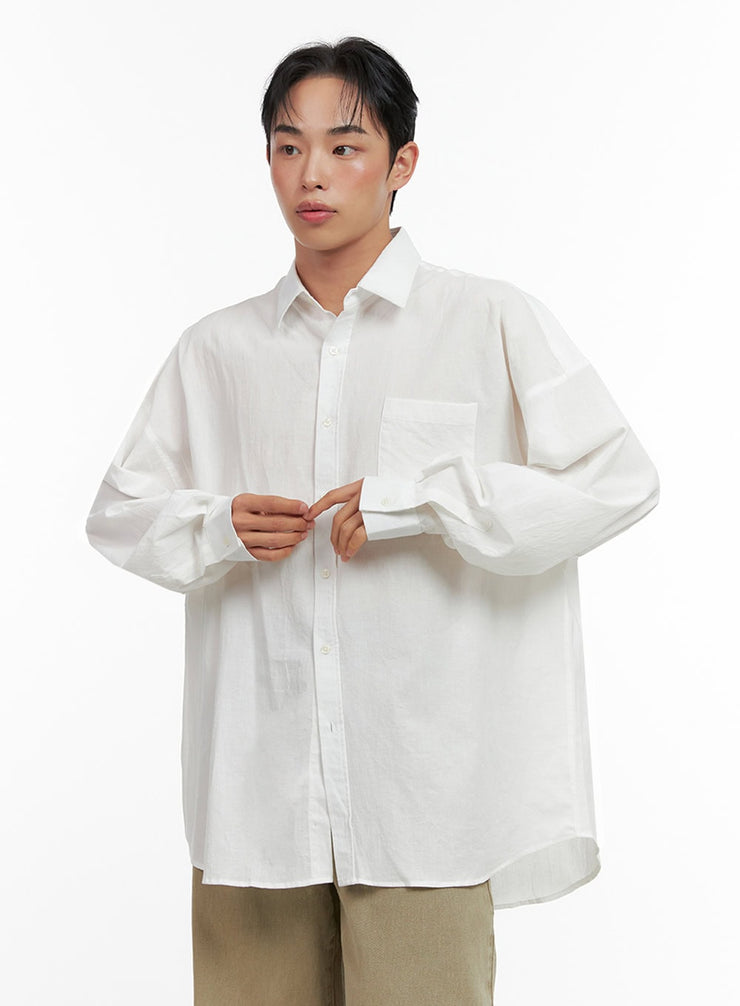 mens-oversized-cotton-button-down-shirt-in426 / White