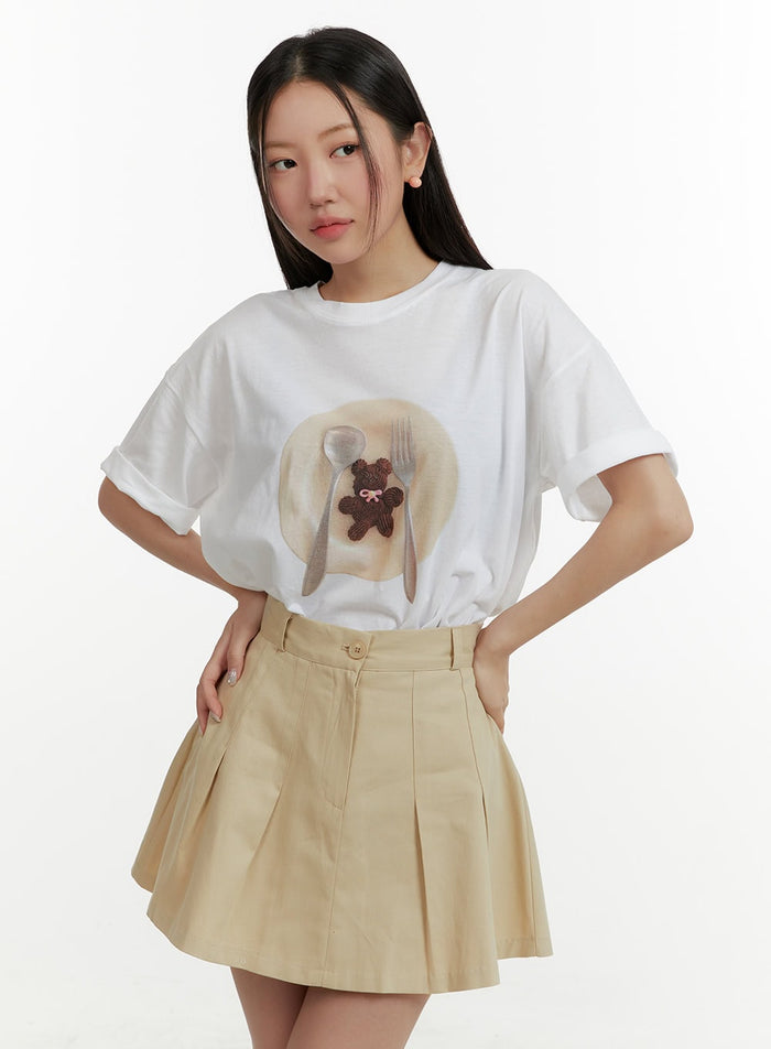 acubi-graphic-oversized-top-oy413 / White