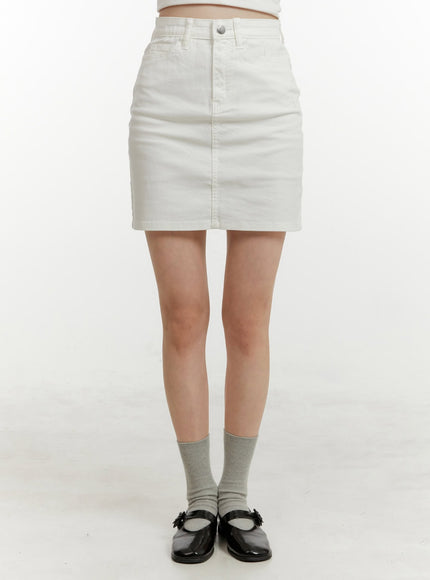 high-waist-cotton-mini-skirt-oy409 / White