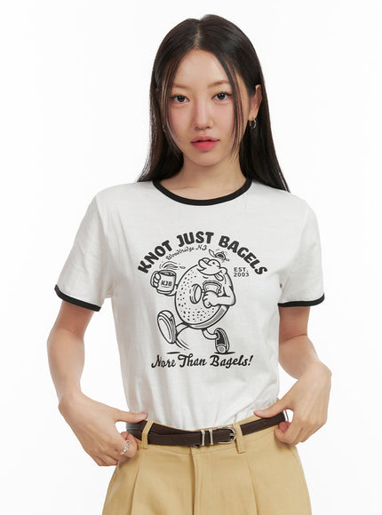 contrast-graphic-t-shirt-ou407 / White