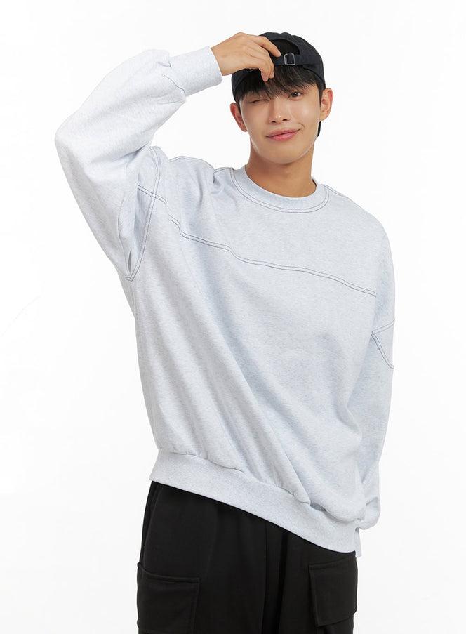 mens-stitch-oversize-cotton-sweatshirt-is419 / White