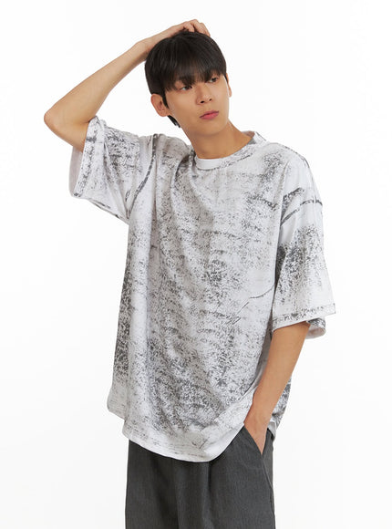 mens-graphic-round-neck-oversized-top-iu418 / White