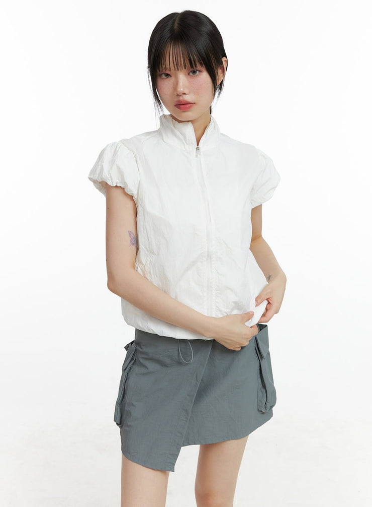 puff-sleeve-short-sleeve-jacket-cl403 / White