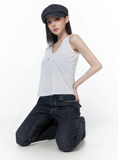 v-neck-polka-dot-top-iu512 / White