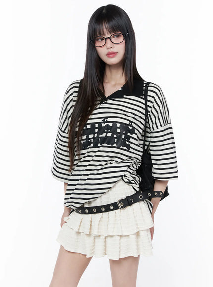 oversized-stripe-graphic-tee-cu519 / White