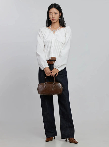 frill-button-up-blouse-id504 / White