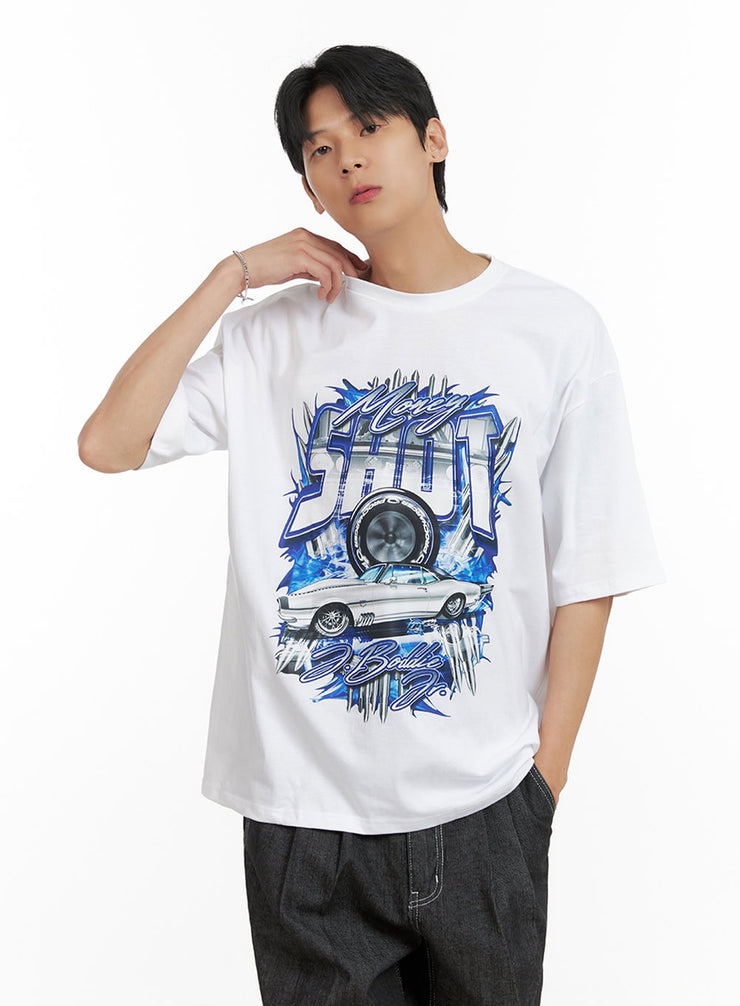 mens-round-neck-graphic-t-shirt-il404 / White