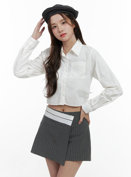 sleek-collar-pocket-crop-shirt-os416 / White