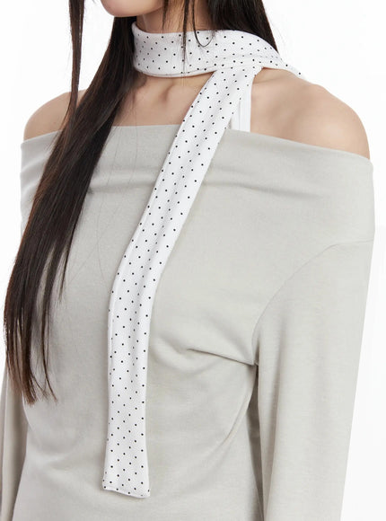polka-dot-thin-scarf-f517 / White