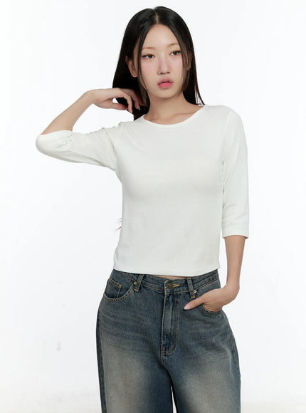 basic-3-4-sleeve-top-cs517 / White