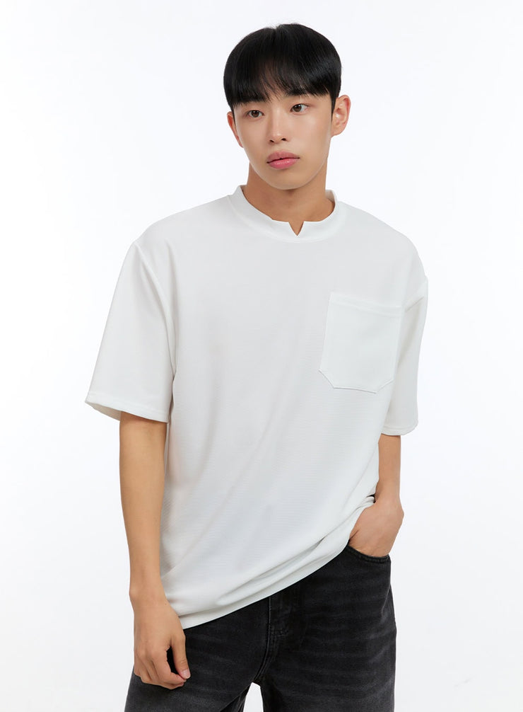 mens-pocketed-round-neck-short-sleeve-tee-ig422 / White