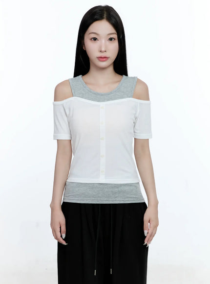 layered-off-shoulder-top-cg513 / White