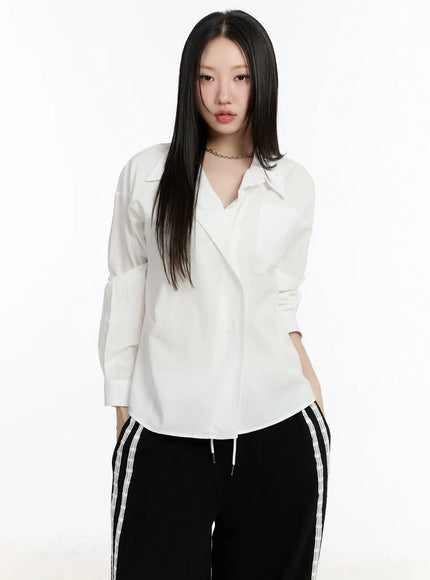 oversized-button-up-shirt-cm511 / White