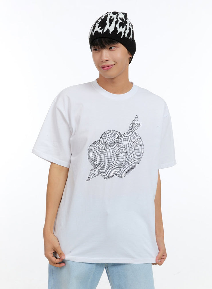 mens-cotton-graphic-round-neck-t-shirt-ig416 / White