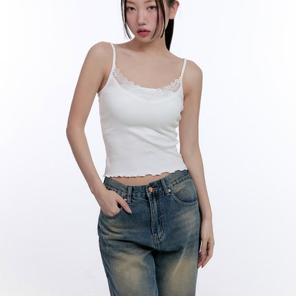 lace-trim-crop-tank-top-cj509 / White