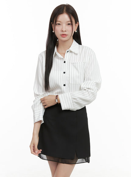 stripe-buttoned-collar-shirt-og416 / White