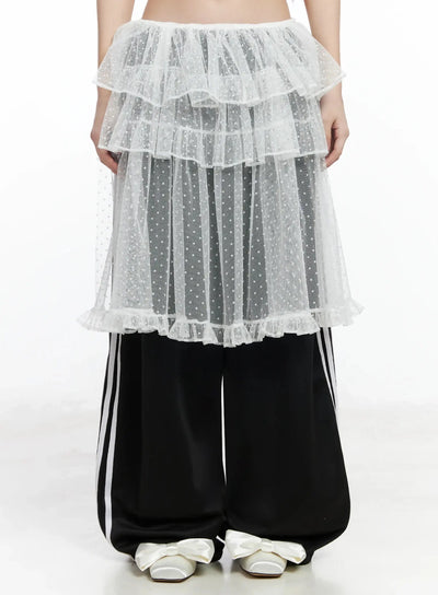 tiered-tulle-polka-dot-skirt-im506 / White