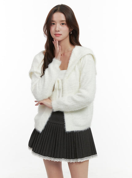 cozy-string-solid-cardigan-oo421 / White