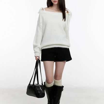 double-strap-off-shoulder-knit-top-id510 / White