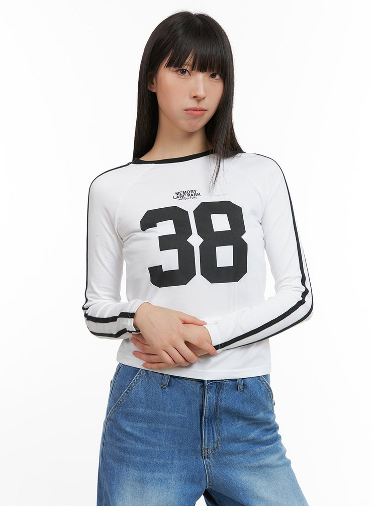 blokecore-cotton-lettering-raglan-crop-top-cg420 / White