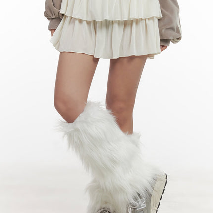 soft-touch-ruffle-mini-skirt-cd411 / White