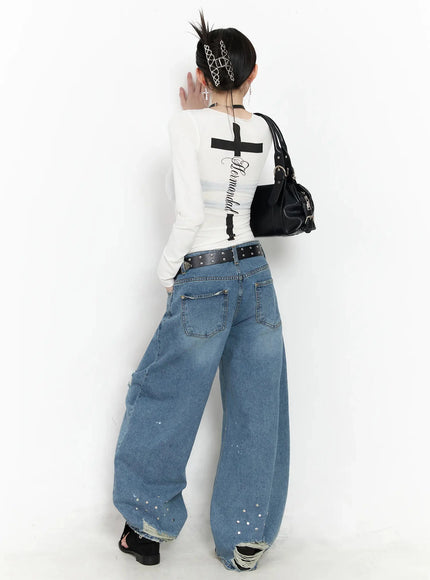 sheer-cross-tie-long-sleeve-top-iu509 / White