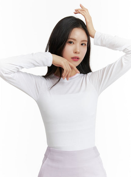 slim-fit-basic-long-sleeve-tee-of408 / White