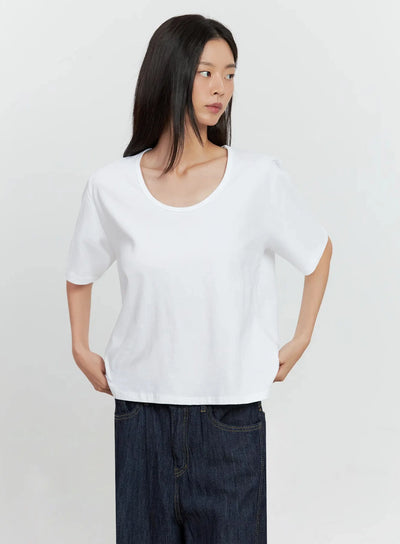 basic-u-neck-t-shirt-il528 / White