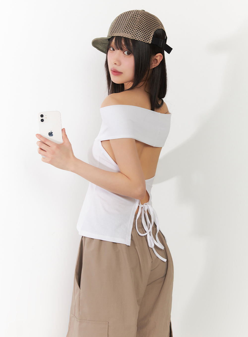 こちやん String Waist Camo Cargo Pants CA430 - Acubi style | LEWKIN