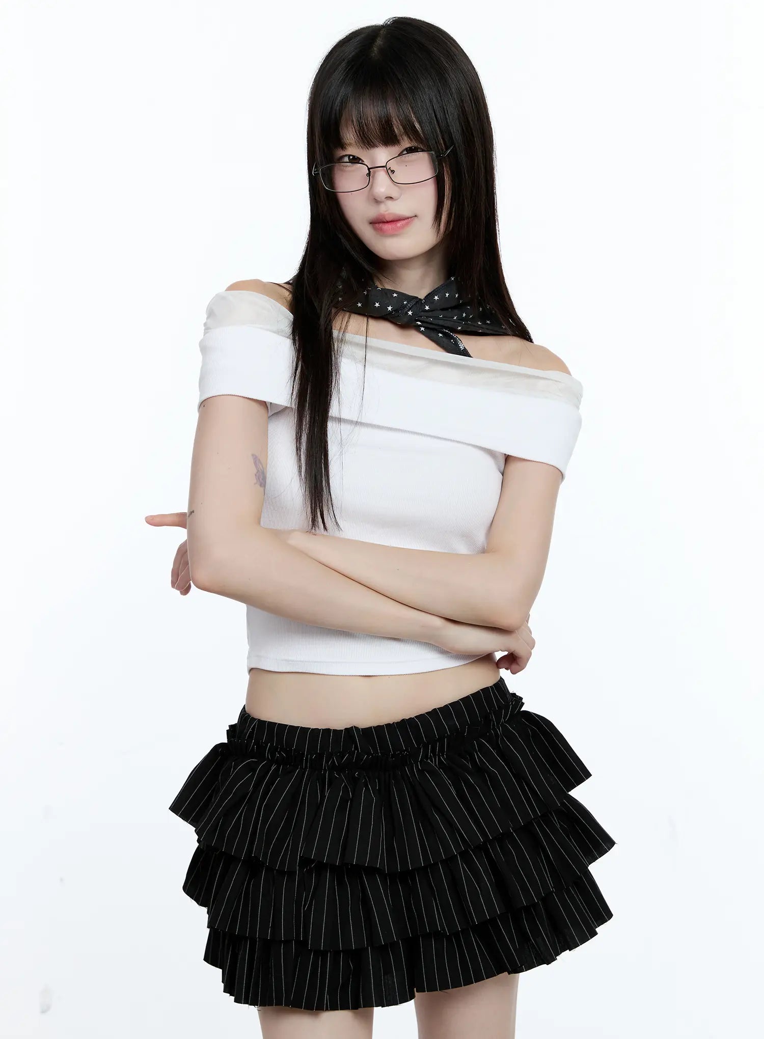 off-shoulder-ribbed-knit-top-cg507 / White