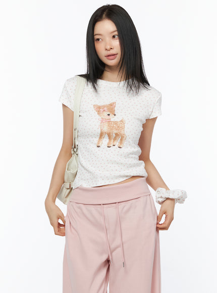 floral-print-graphic-tee-iu516 / White
