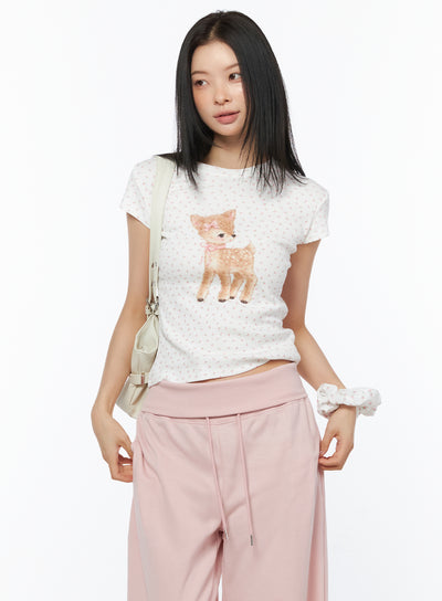 floral-print-graphic-tee-iu516 / White