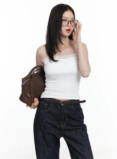 basic-ribbed-lace-tank-top-if520 / White