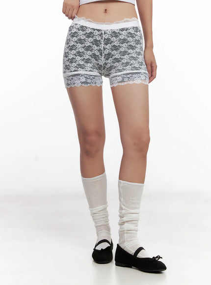 sheer-lace-layered-shorts-cl518 / White